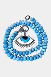Blue Opal Diamond Evil Eye Necklace