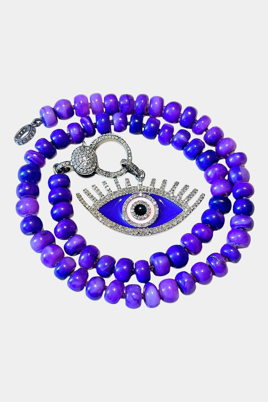 Purple Diamond Evil Eye Necklace