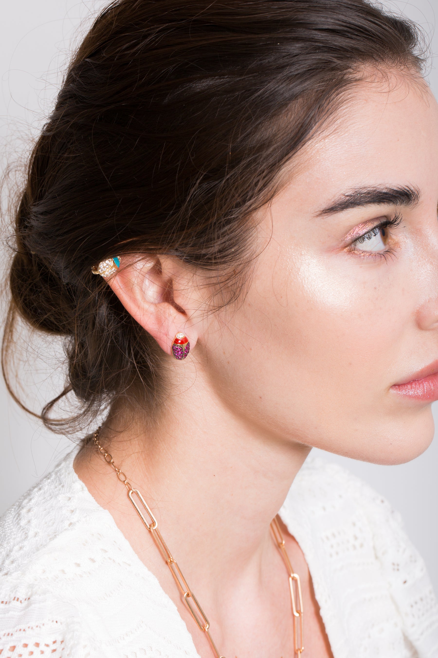 Ruby Scarab Earrings
