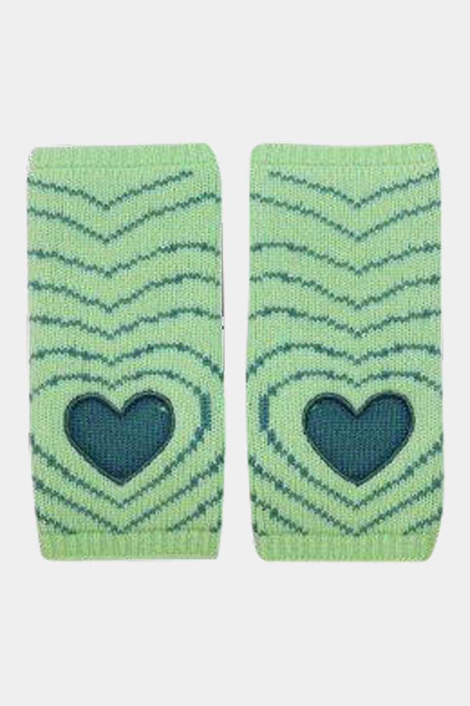 Cashmere Short Fingerless Gloves with Cut-out Radiating Hearts