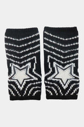 Cashmere Short Fingerless Gloves with Cut-out Radiating Stars