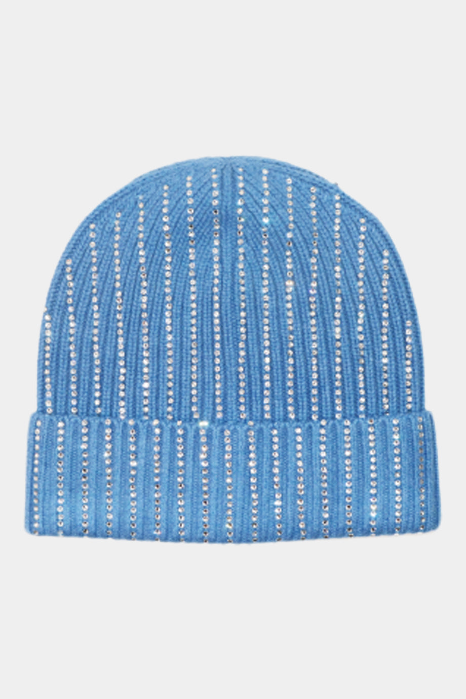 Cashmere Baggy Beanie with Vertical Crystal Stripes