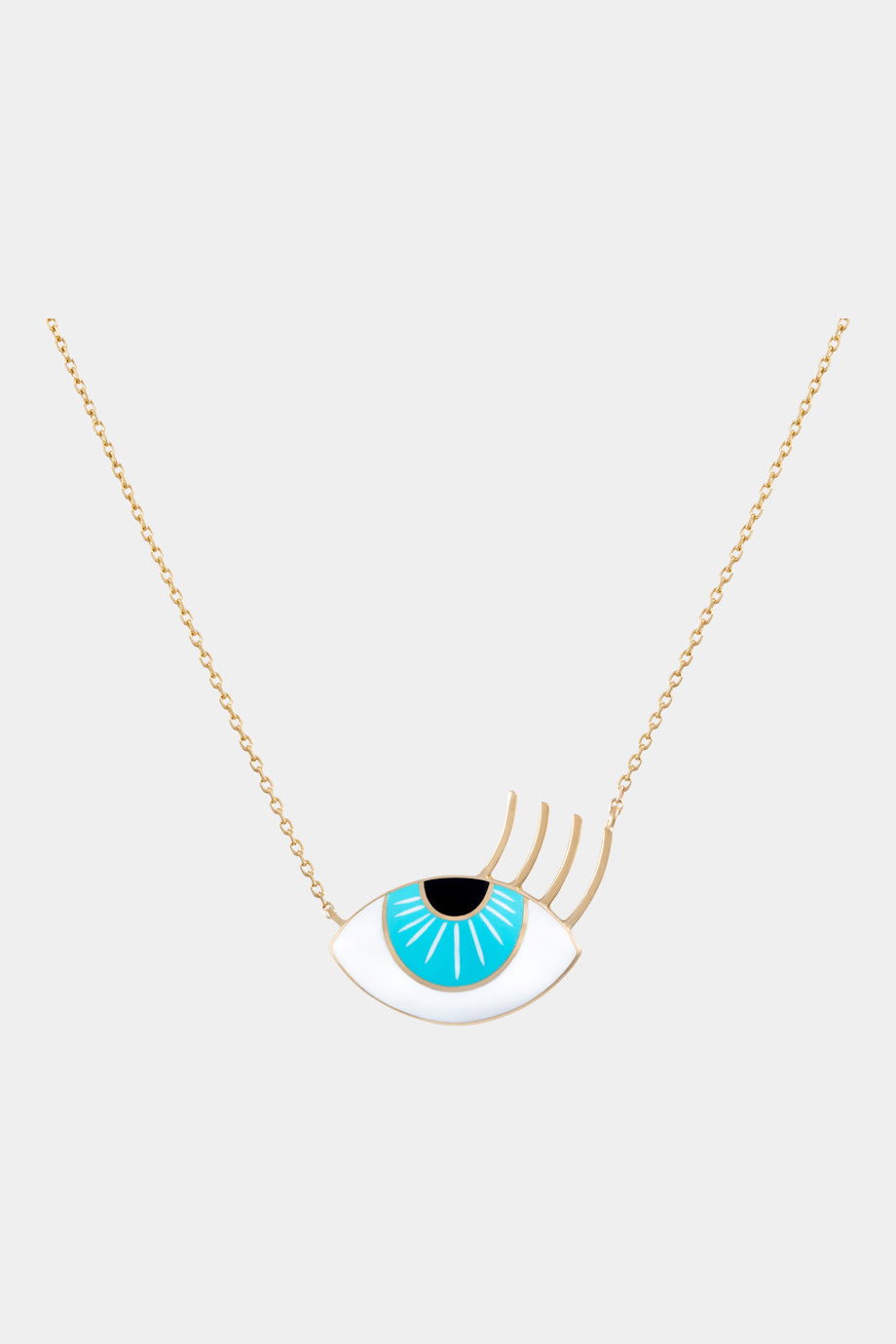 Flirty Enamel Aqua Eye Necklace