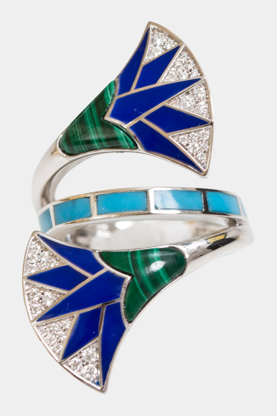 The Lotus Ring With Malachite and Enamel Accents