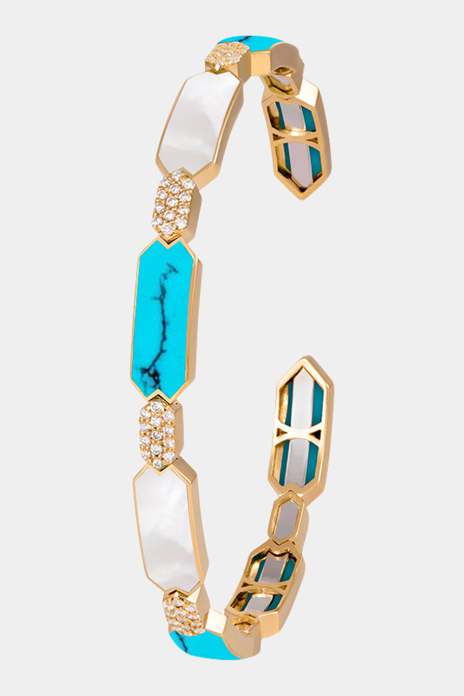 Soho Gold With Turquoise And Mother Pearl Bangle