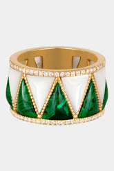 Soho Gold Encrusted With Malachite And Mother Of Pearl Pulse Ring