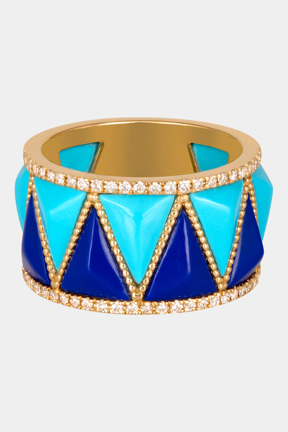 Soho Gold Encrusted With Turquoise And Lapis Pulse Ring