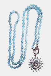 Aquamarine Necklace With Star Burst Pendant