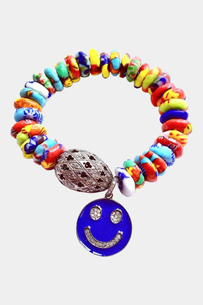Ghana Multi Colour Bracelet Smiley Charm