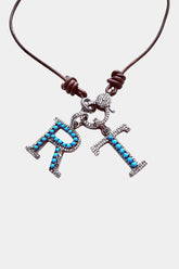 Leather Necklace Turquoise Letters