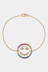 Rainbow & White Open-Smiley Face Bracelet